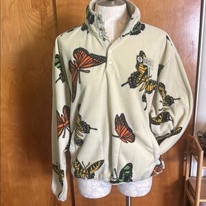 Butterfly Print Fleece Pullover